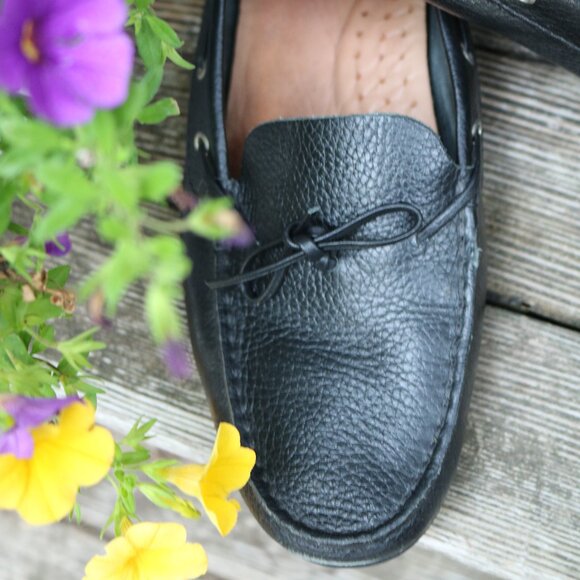 Marc Joseph New York Black Tumbled Leather Classic Driving Mocs Loafers Sz 10 - Picture 2 of 11